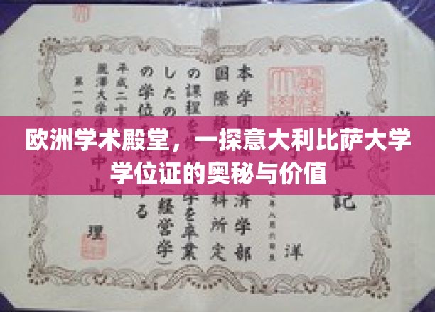 欧洲学术殿堂，一探意大利比萨大学学位证的奥秘与价值
