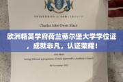 荷兰蒂尔堡大学学位证，铸就非凡人生，荣耀认证之旅！