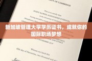 新加坡管理大学学历，助你驾驭全球职场舞台