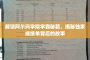 阿尔玛学院学霸风云录，揭秘高分背后的神秘力量